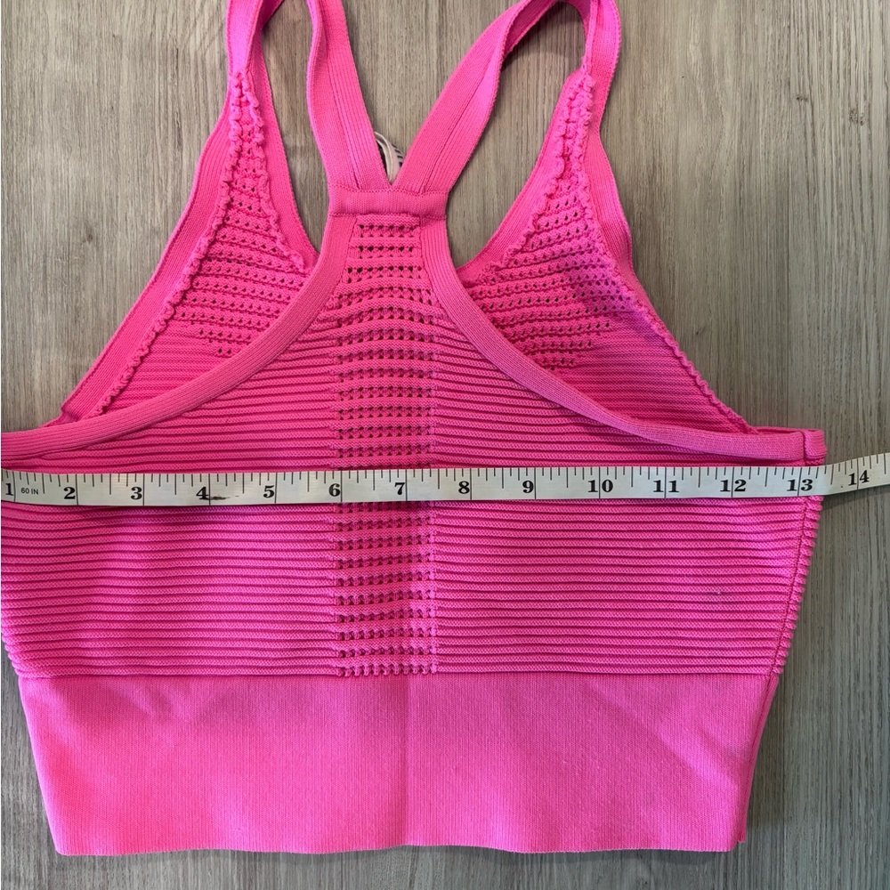 Adam Selman Sport Rib Knit Pointelle Crop Tank in bubblegum pink - Picture 4 of 6